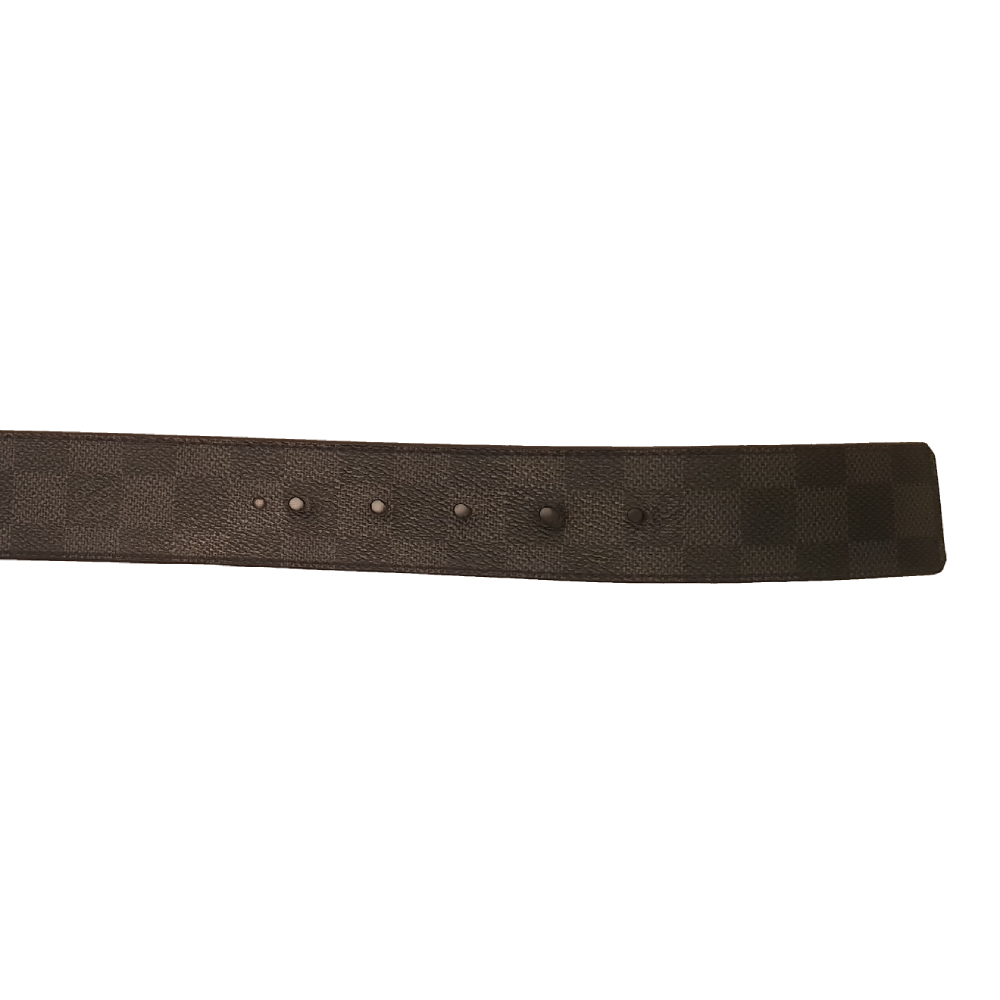 $470 Mens Louis Vuitton Black Checkered Damier Graphite Initials Belt SZ  100 - Lust4Labels