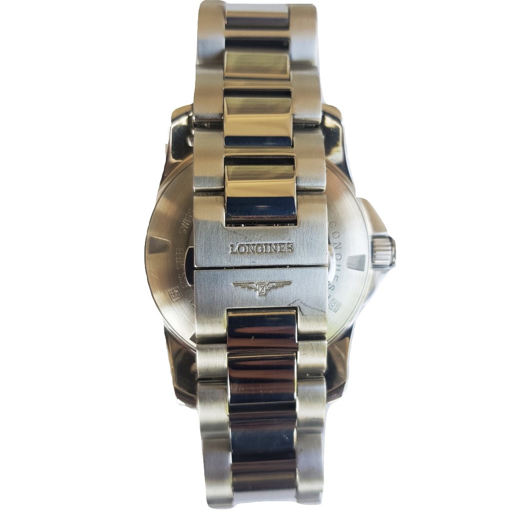 longines-conquest-41mm-automatic-L36574-black dial-metal chain-mens watch-sapphire crystal-luxury watches-swiss watch-genuine watch-watch shop-pre owned watches(2)