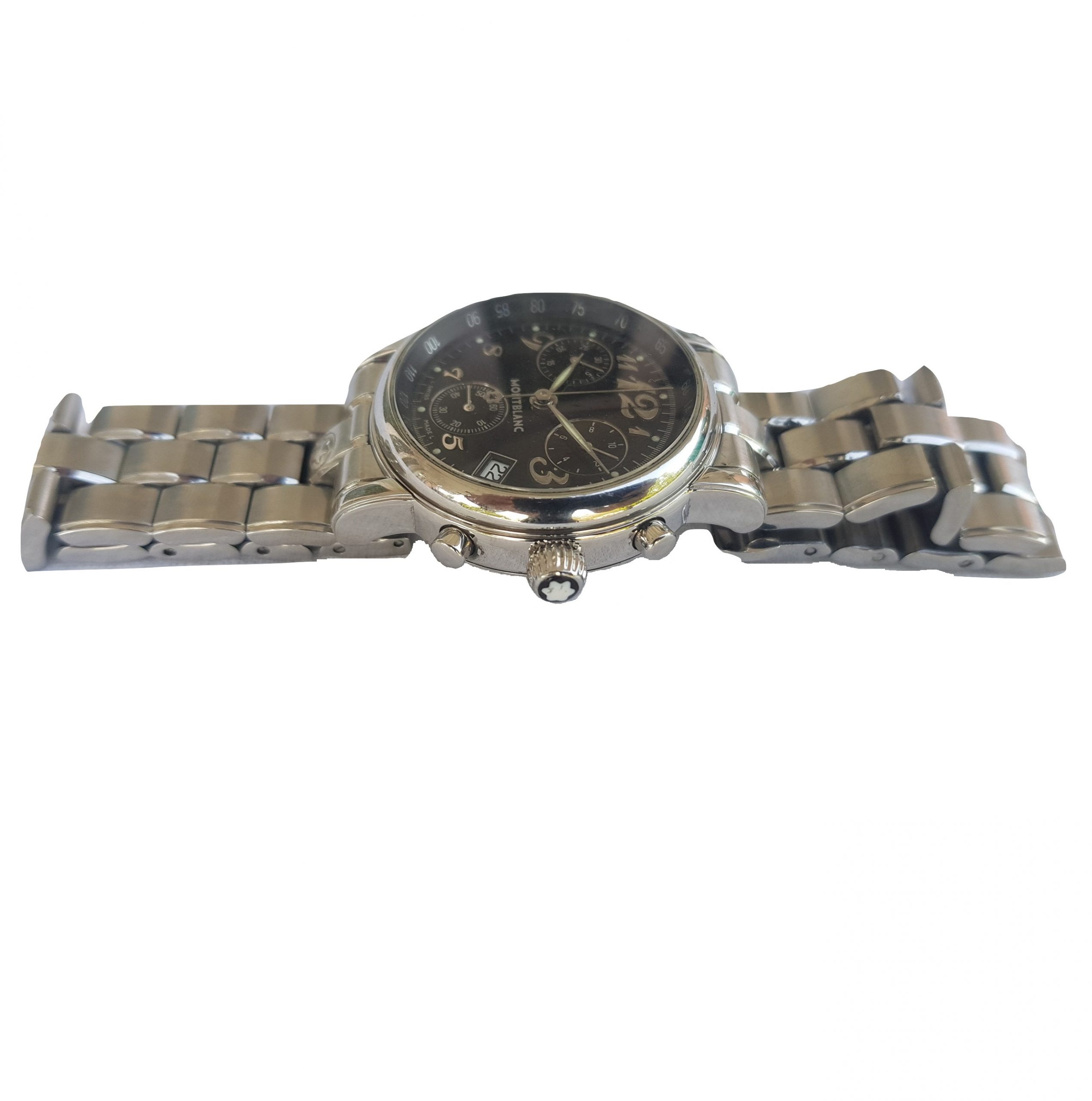 montblanc-star meisterstuck-chronograph-36mm-date calendar-7038-black dial-metal chain-mens watch-sapphire crystal-luxury watches-swiss watch-pre owned watch (3)
