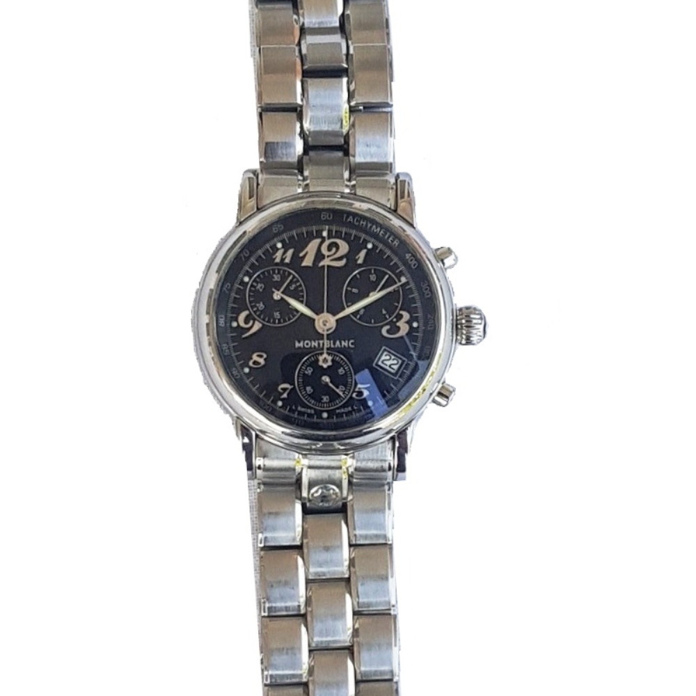 montblanc-star meisterstuck-chronograph-36mm-date calendar-7038-black dial-metal chain-mens watch-sapphire crystal-luxury watches-swiss watch-pre owned watch (6)