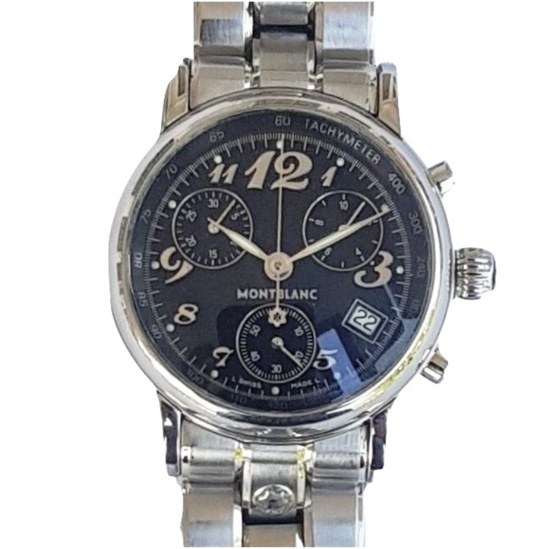 montblanc-star meisterstuck-chronograph-36mm-date calendar-7038-black dial-metal chain-mens watch-sapphire crystal-luxury watches-swiss watch-pre owned watch (9)
