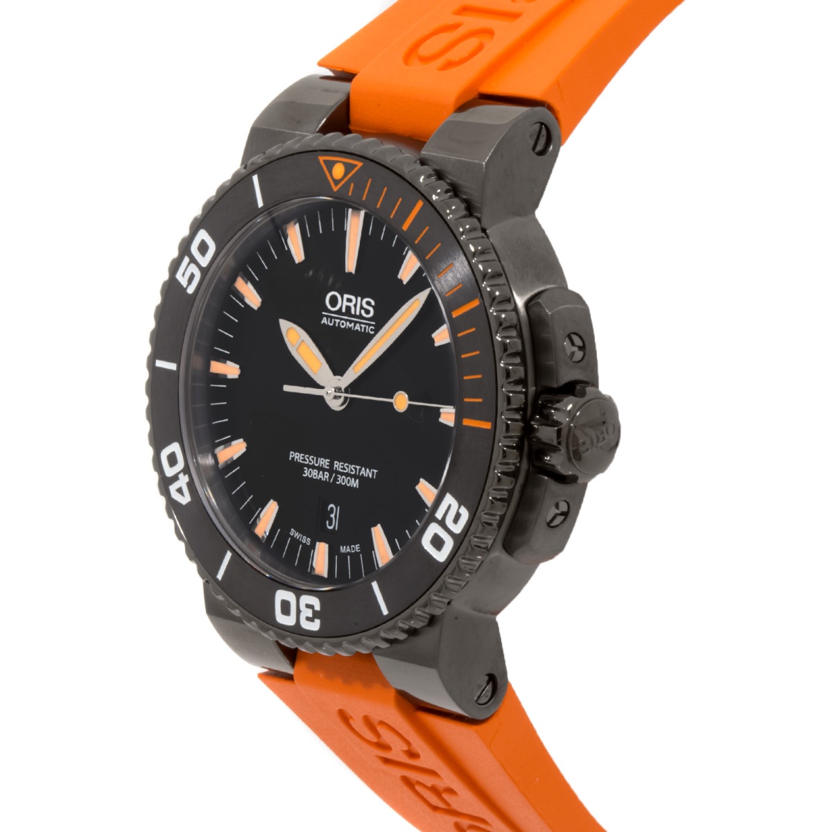 oris-aquis-automatic-73376534725-divers watch-43 mm-30 bar-300 meters-black dial-glass back-rubber strap-mens watch-sapphire crystal-swiss watch-pre owned watch (9)