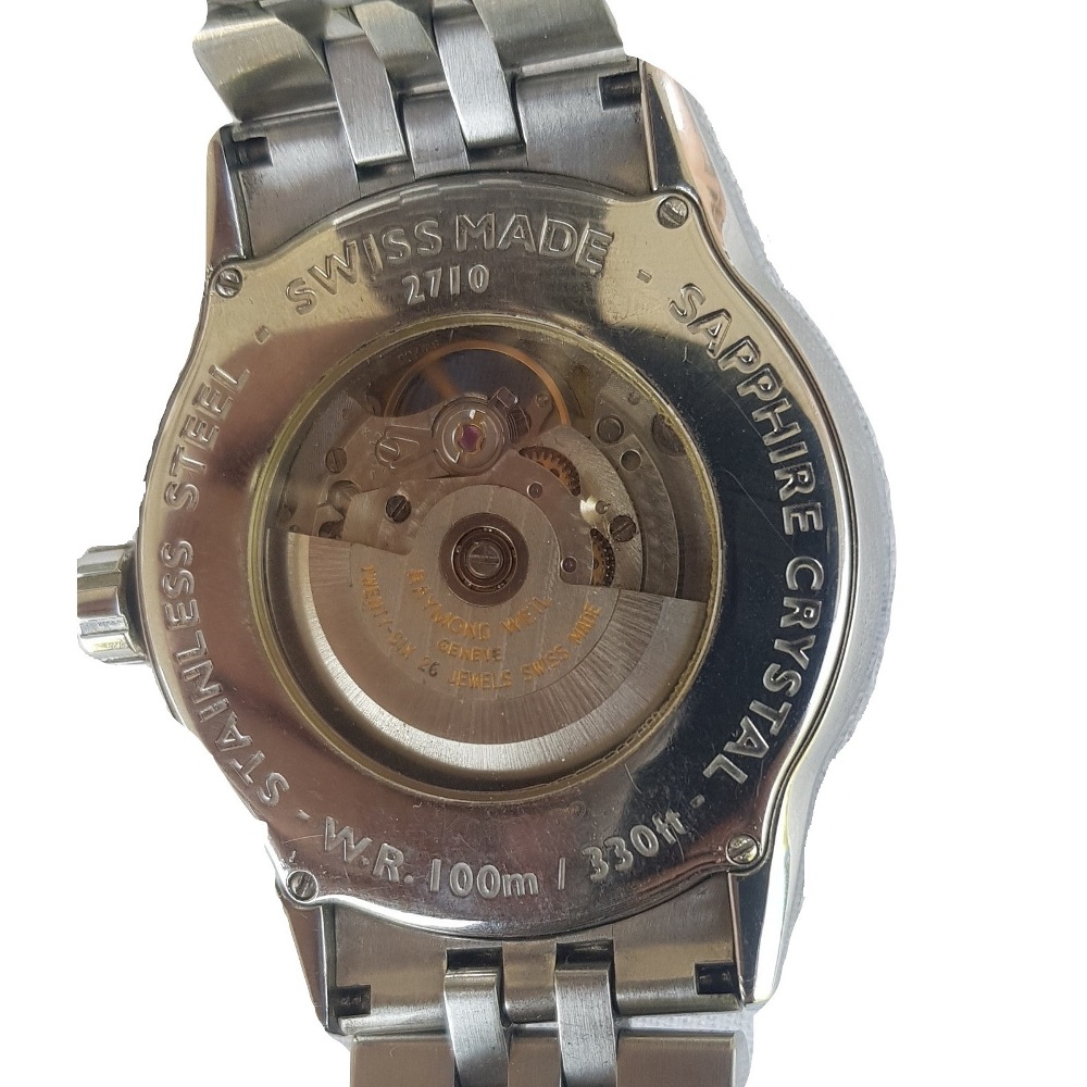 raymond weil-skeleton-42mm-2710-automatic-glass back-black dial-metal chain-mens watch-sapphire crystal-luxury watches-swiss watch-genuine watch-pre owned watch (7)