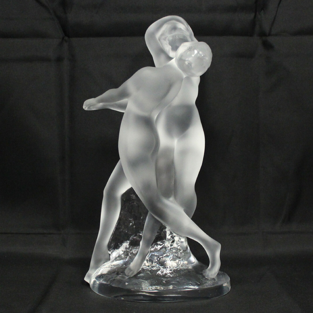 rene lalique crystal nude deus danses-vintage lalique couple dancing-balle-antique frosted and clear glass-circa 1942 collectible showpiece-model number 11909- etched made in france (1)