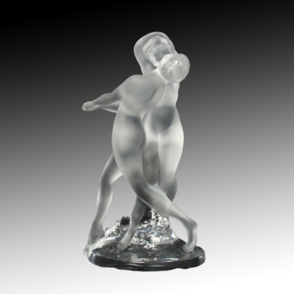 rene lalique crystal nude deus danses-vintage lalique couple dancing-balle-antique frosted and clear glass-circa 1942 collectible showpiece-model number 11909- etched made in france (4)