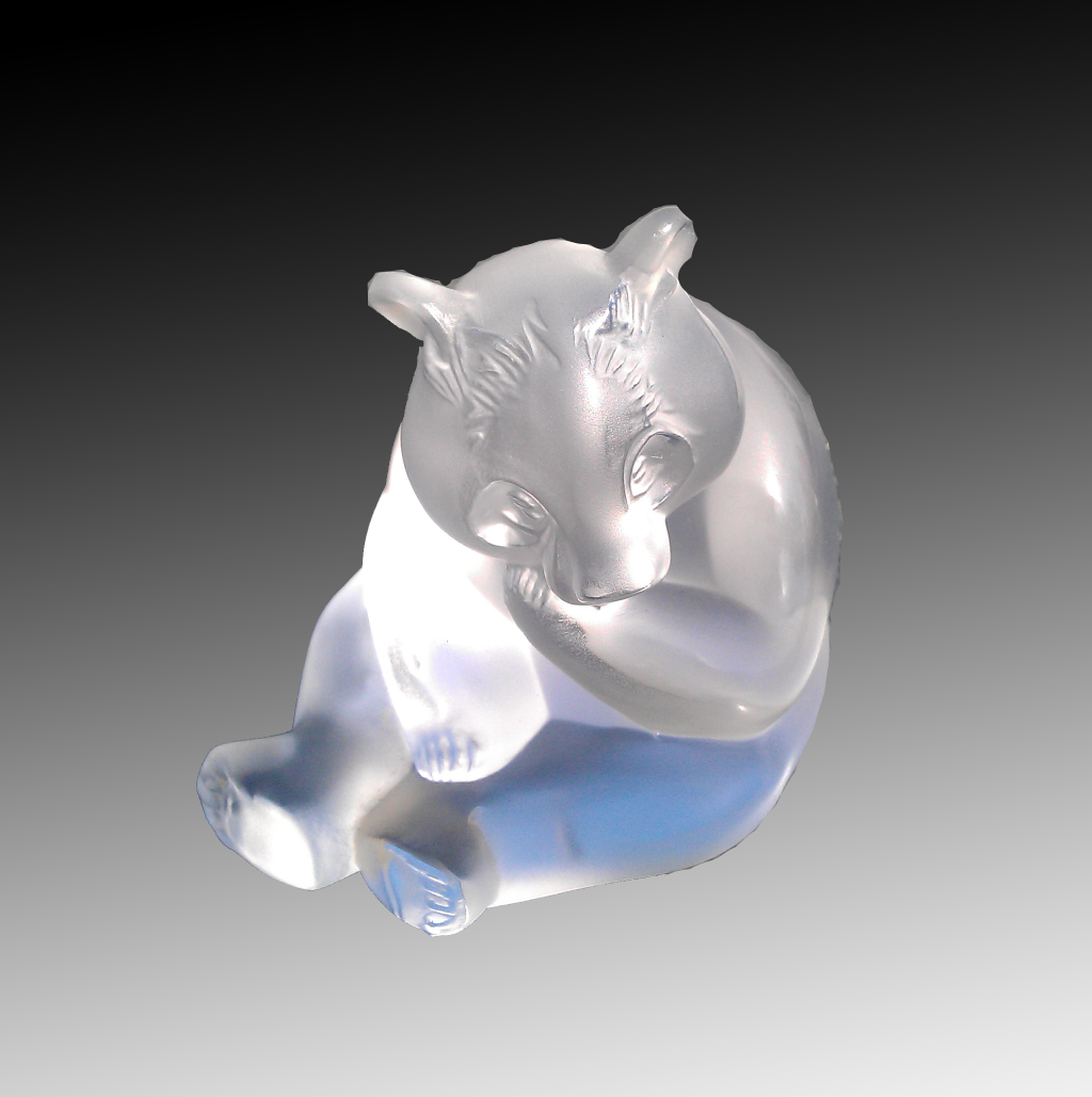 rene lalique crystal panda-vintage lalique bear-antique frosted glass-showpiece-paperweight-model number Lalique Style Number 1205200 -made in france