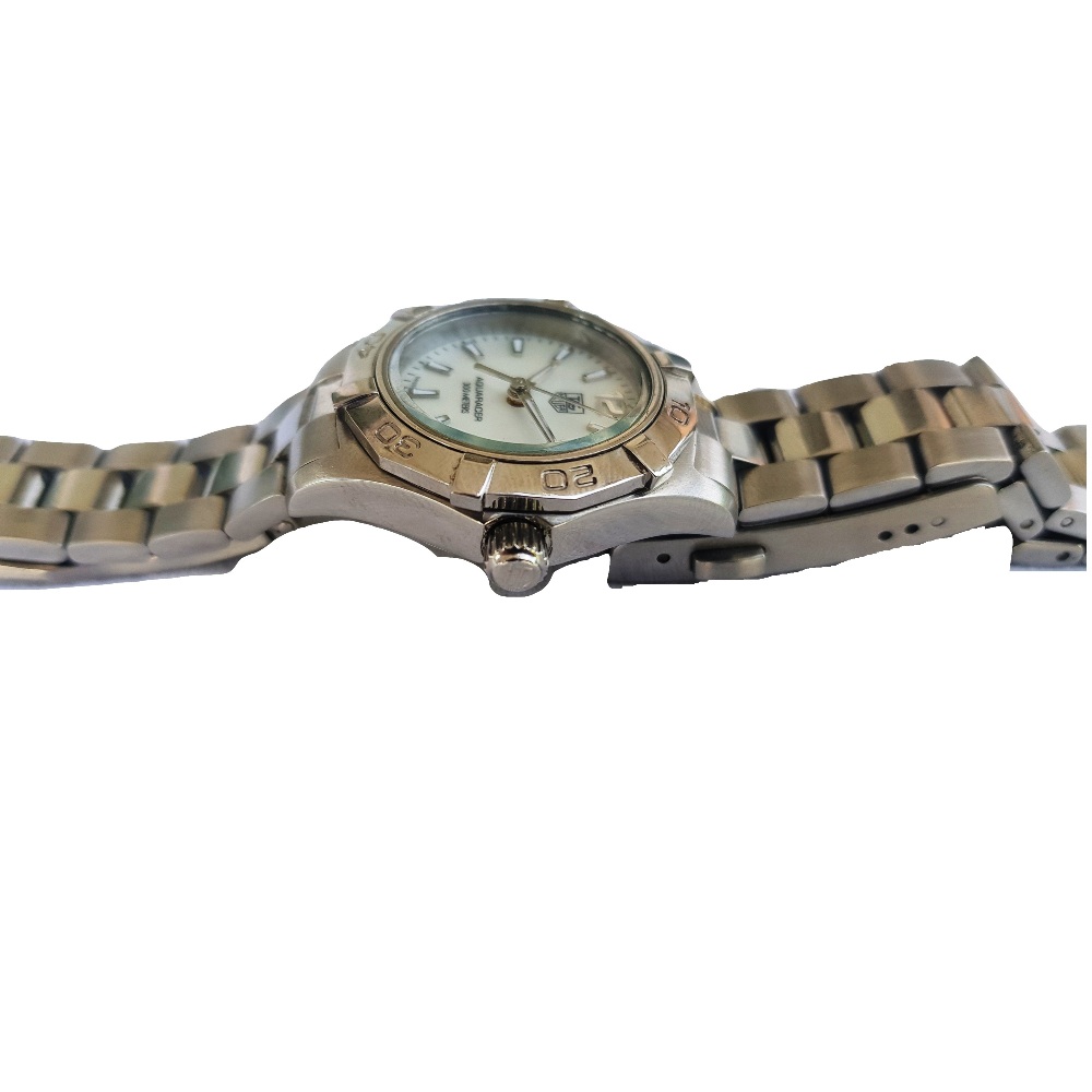 tag heuer-aquaracer-rbj8763-quartz-white dial-mother of pearl-mop-mop dial-rotating bezel-metal chain-ladies watch-sapphire crystal-luxury genuine watch-pre owned watch (3)