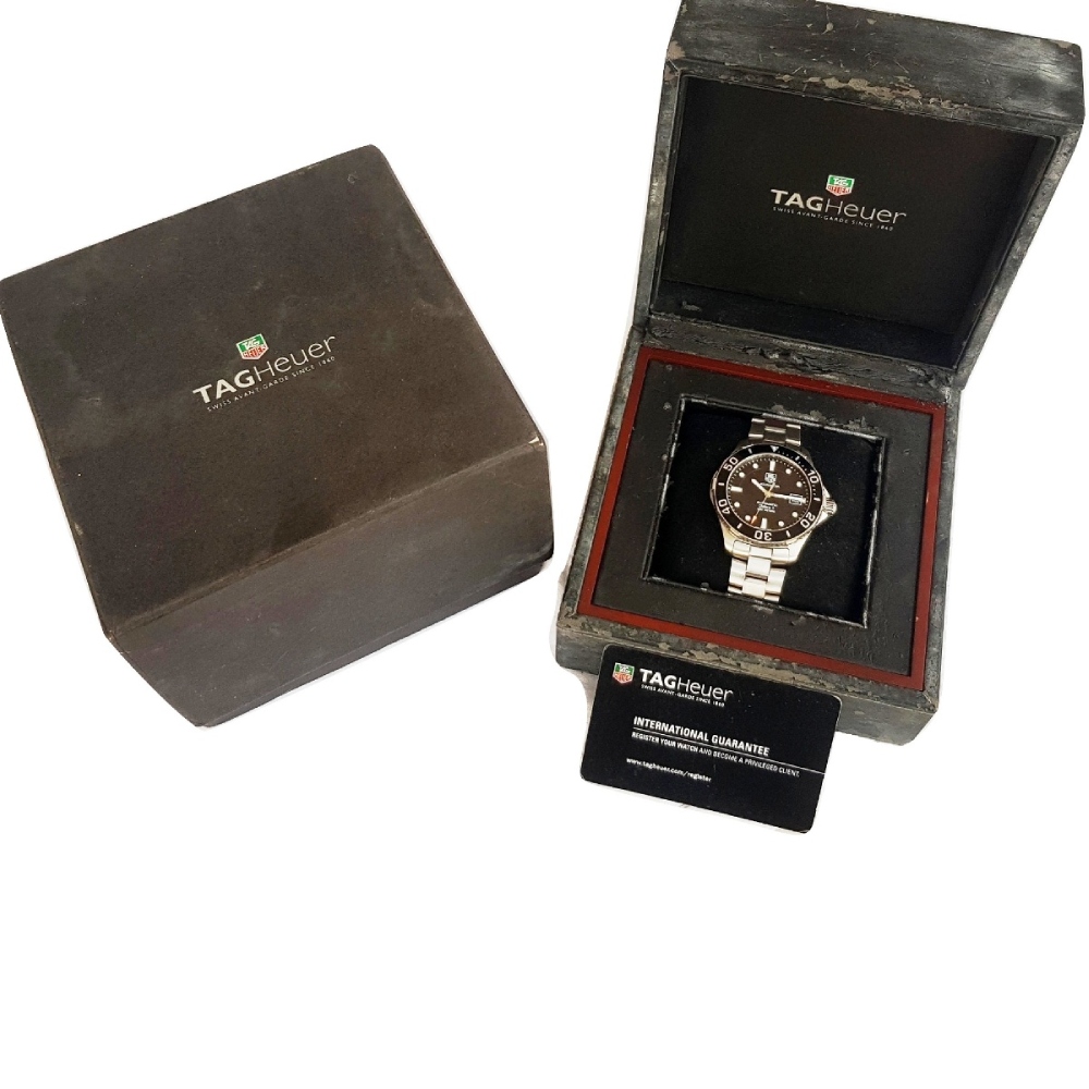 tag heuer-caliber 5-automatic-WAN2110-41mm-bi-directional rotating bezel-with card and box-black dial-metal chain-mens watch-sapphire crystal-swiss watch-300 meters luxury watches-genuine watch (1)