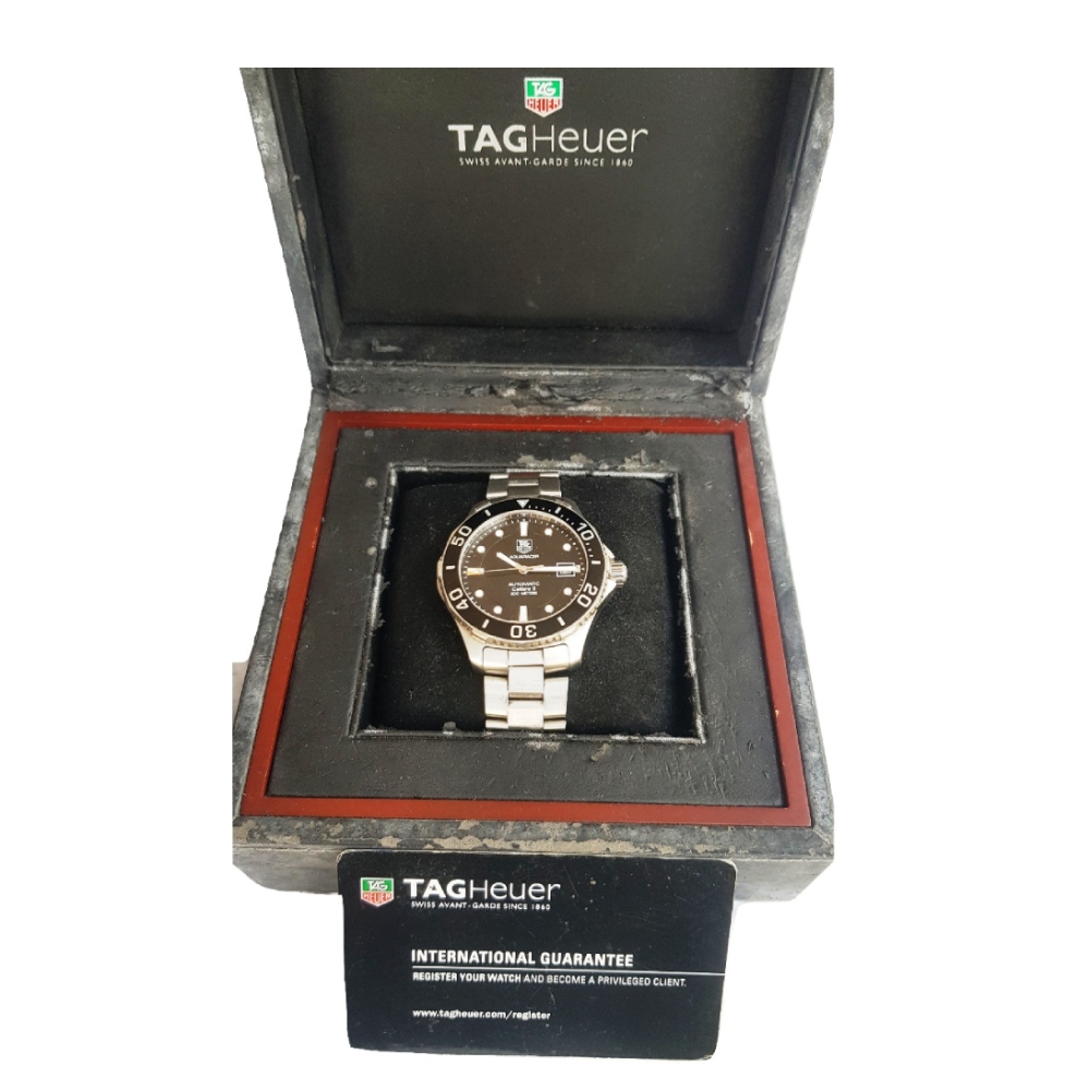 tag heuer-caliber 5-automatic-WAN2110-41mm-bi-directional rotating bezel-with card and box-black dial-metal chain-mens watch-sapphire crystal-swiss watch-300 meters luxury watches-genuine watch (8)