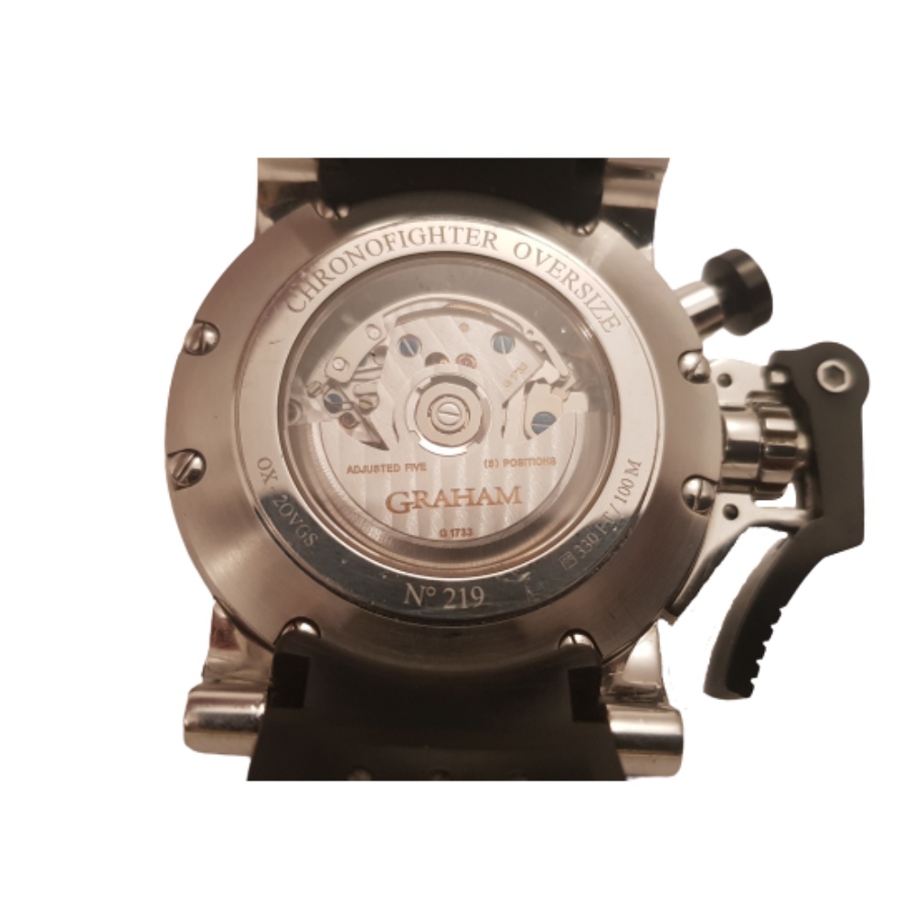 graham-chronofighter-GMT-ceramic bezel-green dial-tickinghands-preowned (7)