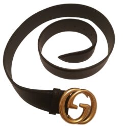 Gucci Men's Leather Belt with Interlocking G Buckle