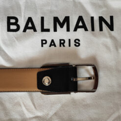 Balmain Logo Plaque Buckle Leather Belt